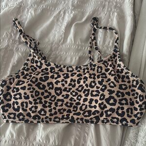SHEIN Leopard Print Bikini Top - Black and Tan